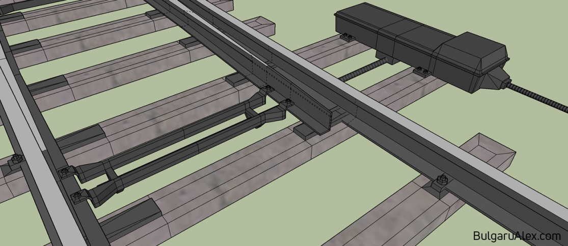 Real scale 3D train tracks - railway ramnification detail close-up