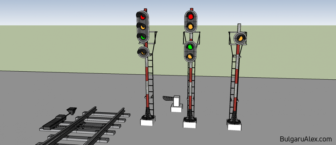 3D railway traffic lights design - railway signals