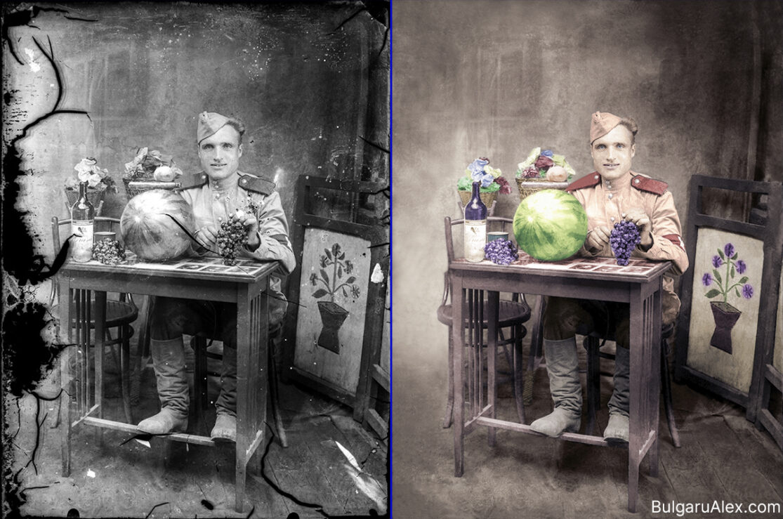 Black and white photo restoration, retouching and colorising, cca. 1940s
